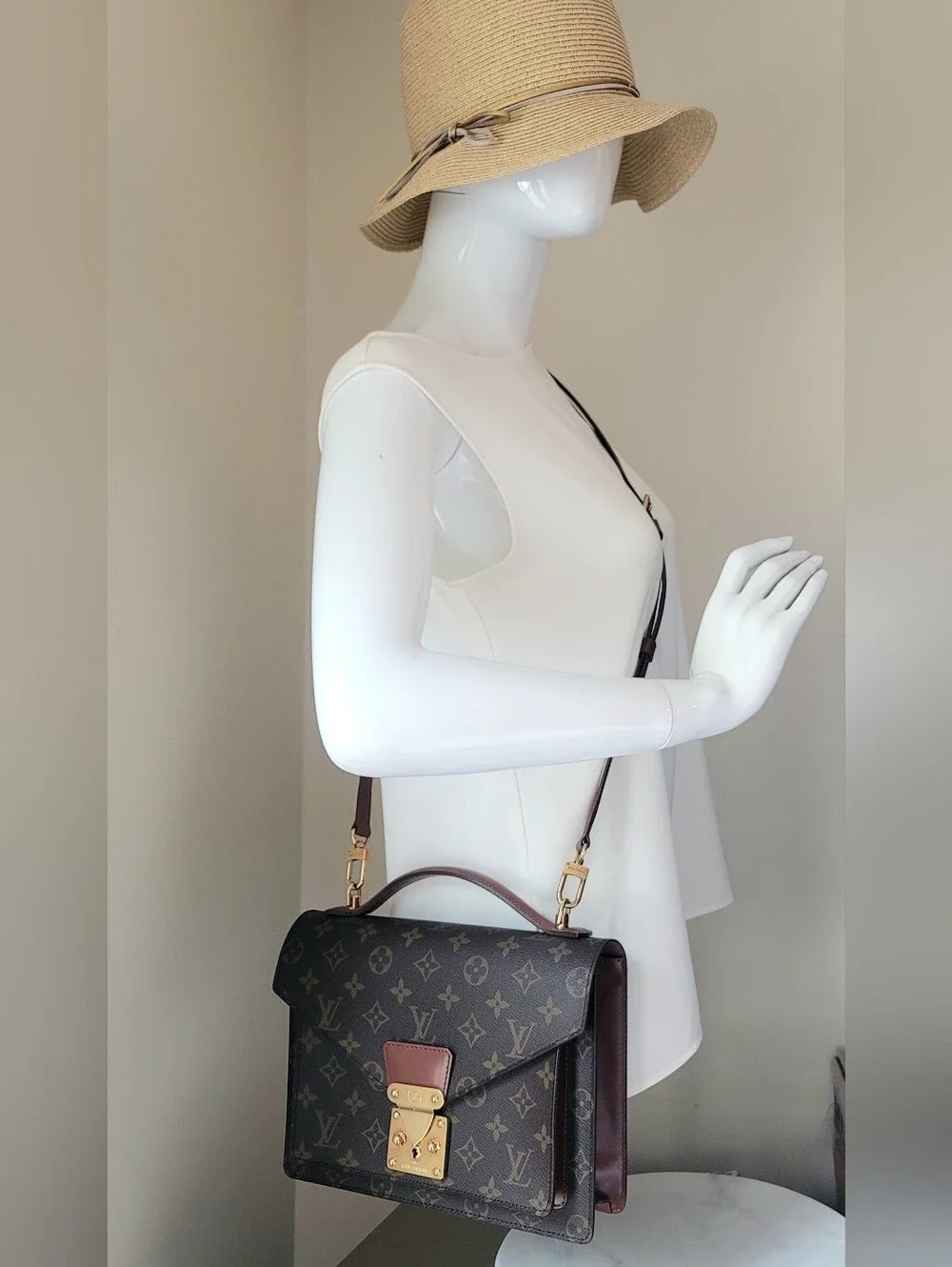 Louis Vuitton Monceau Monogram 26 Canvas Crossbody Shoulder Hand Bag Authentic
